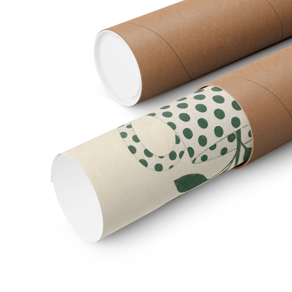 Sage Polka Dot Mug Cottage Art Print | Unframed Matte Poster