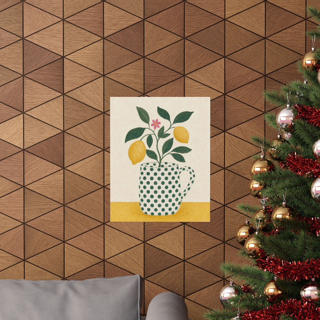 Sage Polka Dot Mug Cottage Art Print | Unframed Matte Poster