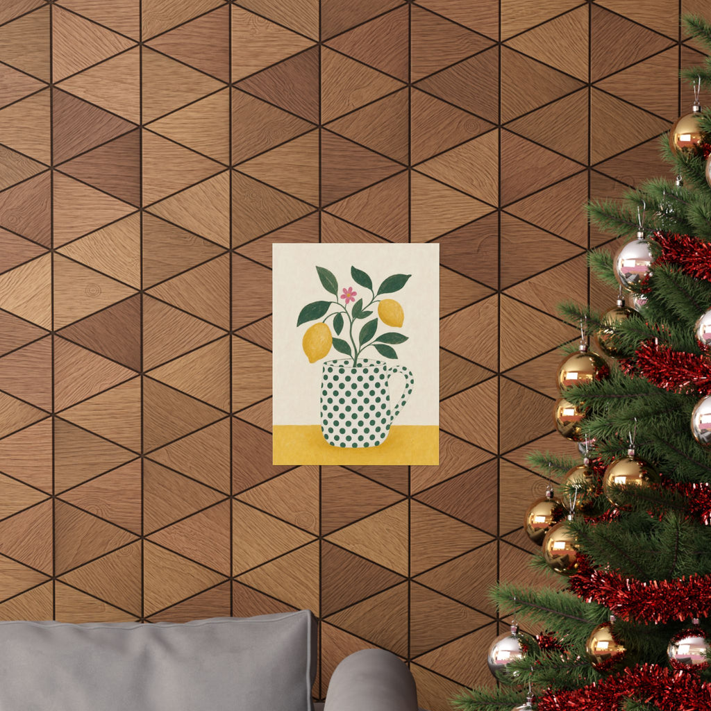 Sage Polka Dot Mug Cottage Art Print | Unframed Matte Poster