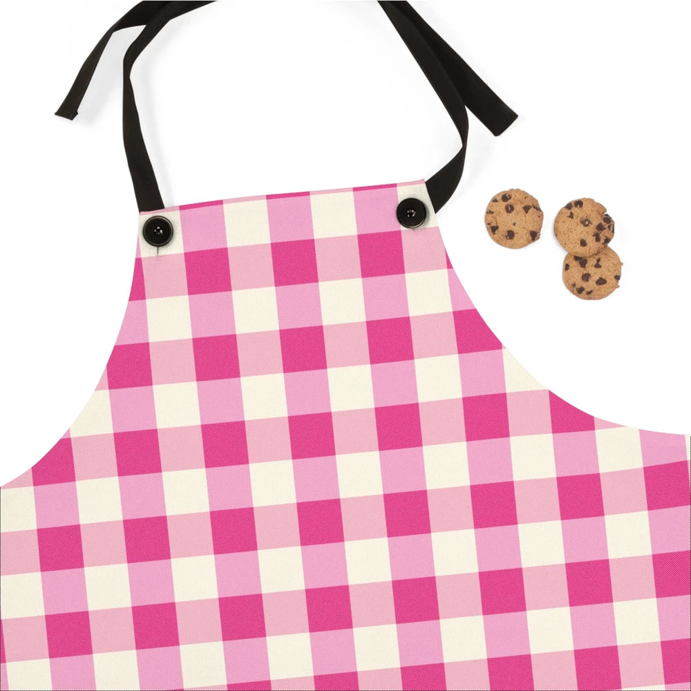 Hot Pink Gingham Cottage Kitchen Apron