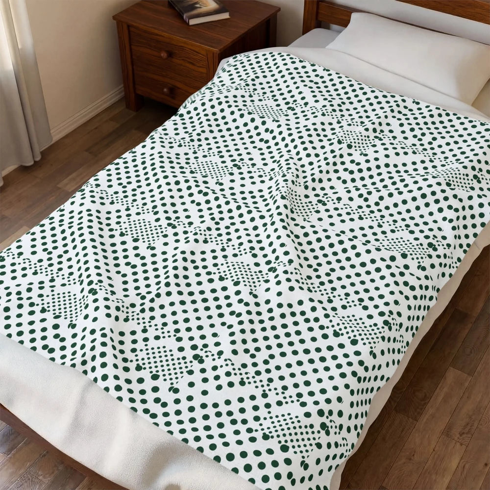 Sage Polka Dot Plush Blanket