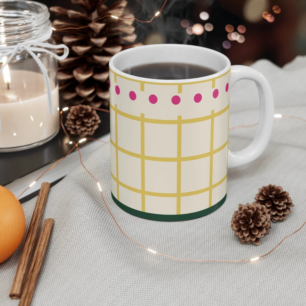 Butter Yellow Check 11oz Cottage Mug