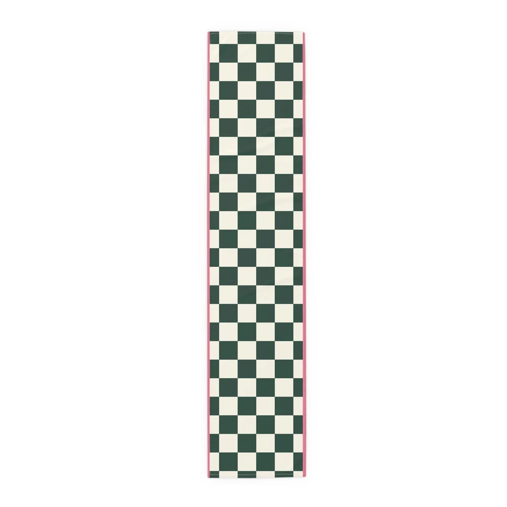 Dark Green Check Cottage Table Runner