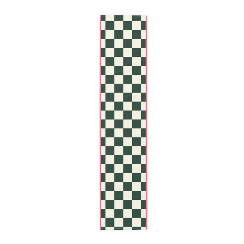 Dark Green Check Cottage Table Runner