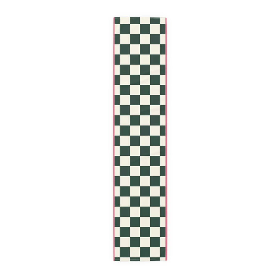 Dark Green Check Cottage Table Runner