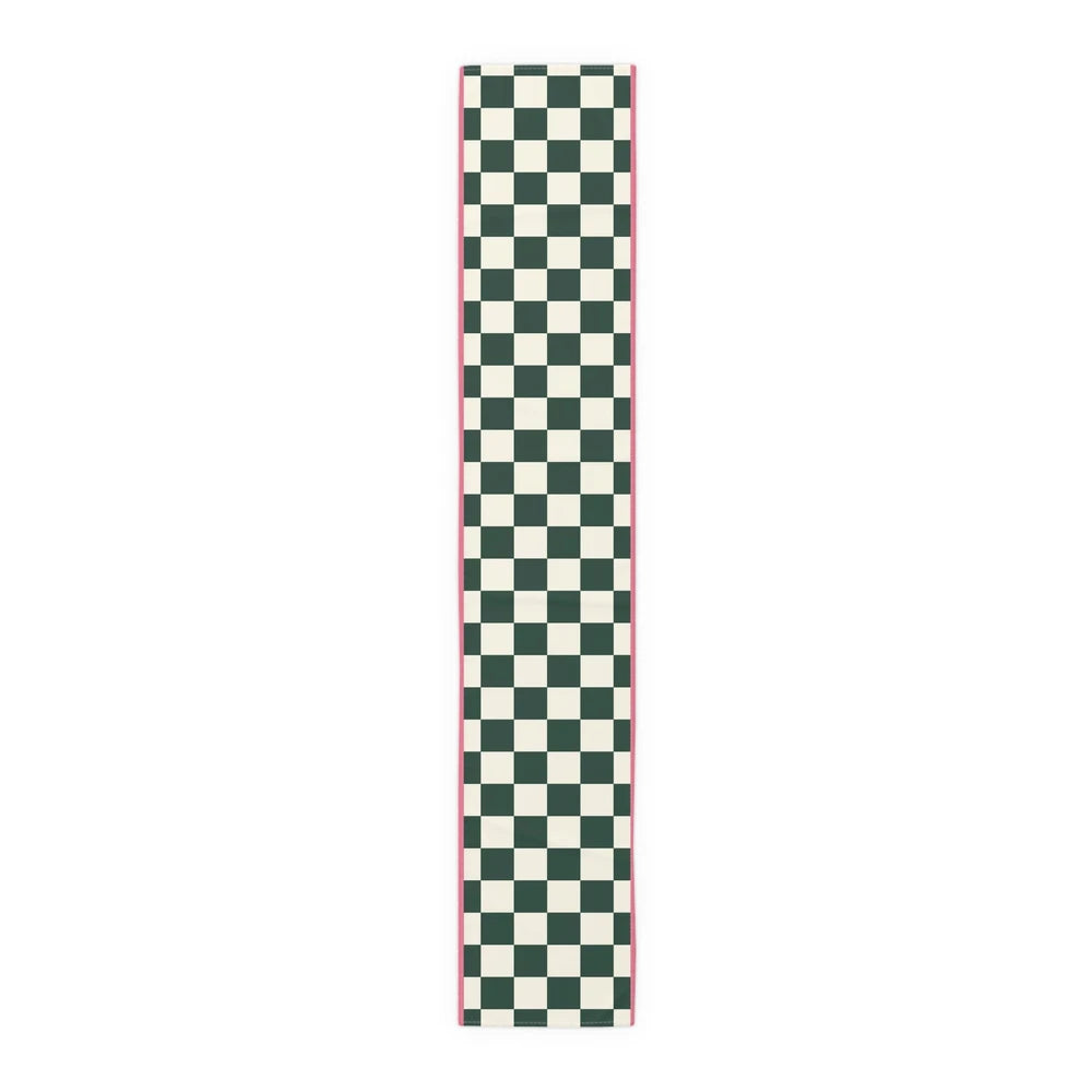 Dark Green Check Cottage Table Runner