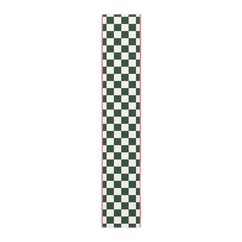 Dark Green Check Cottage Table Runner