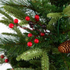 Pre-Lit Artificial Christmas Holiday 5 Piece Bundle with Pinecones & Berries- Set of 2 5' Christmas Trees, 24-in Wreath and set of 2 9-ft Garlands