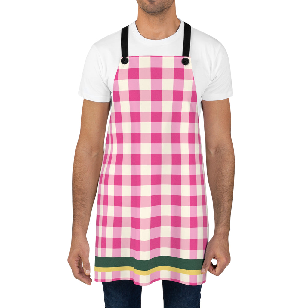 Hot Pink Gingham Cottage Kitchen Apron