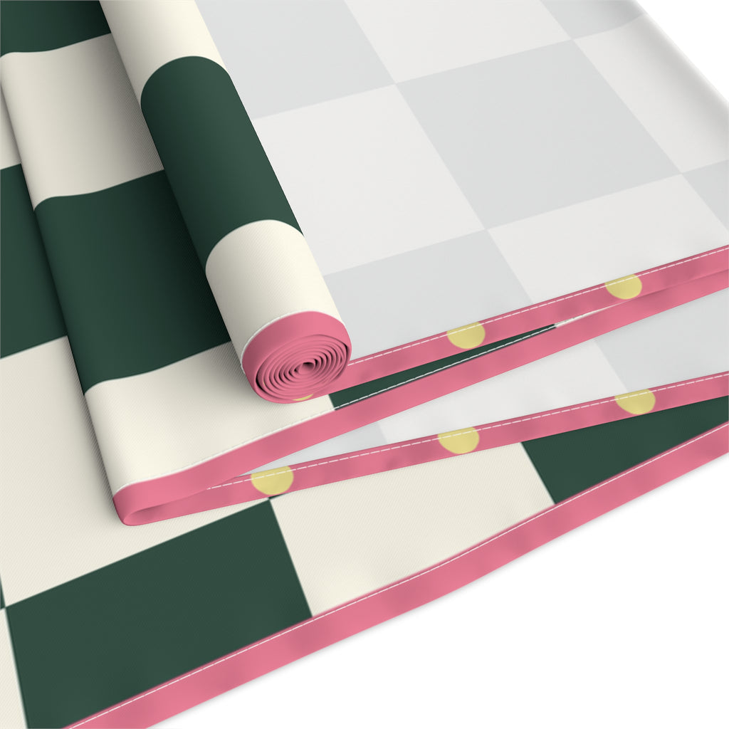 Dark Green Check Cottage Table Runner