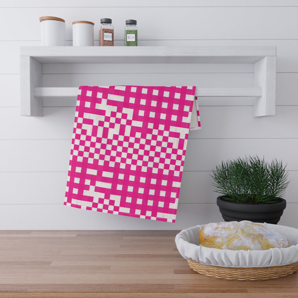 Pink Gingham Cotton Tea Towel