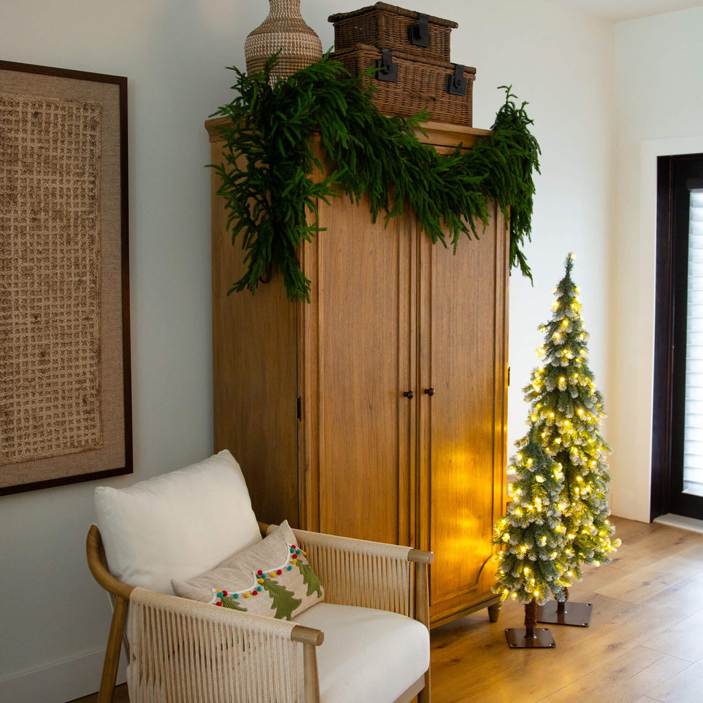 8' Artificial Real Touch Norfolk Island Pine Garland with Natural Look